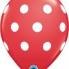 11" / 28cm 6szt Big Polka Dots Red w/White Ink Qualatex #18074