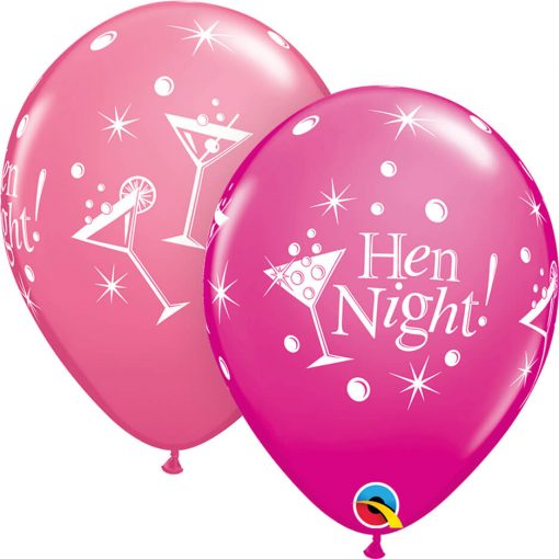 11" / 28cm Hen Night Bubbly Asst of Wild Berry, Rose Qualatex #18375-1