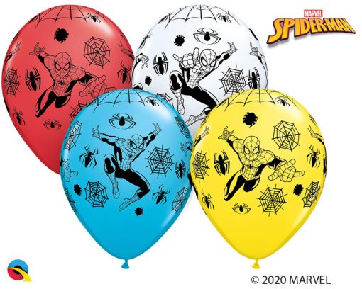 11" / 28cm MARVEL'S Spider-Man Asst of Red, White, Yellow, Robin's Egg Blue Qualatex #18671-1