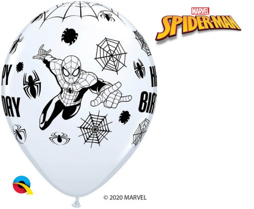 11" / 28cm MARVEL'S Spider-Man Birthday Asst of Red, White, Yellow, Robin's Egg Blue Qualatex #18672-1