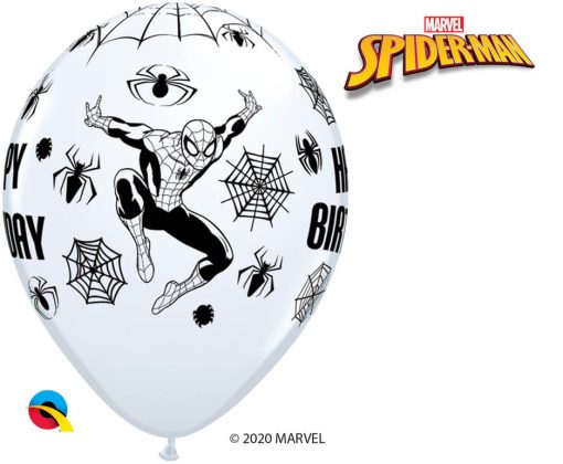 11" / 28cm MARVEL'S Spider-Man Birthday Asst of Red, White, Yellow, Robin's Egg Blue Qualatex #18672-1