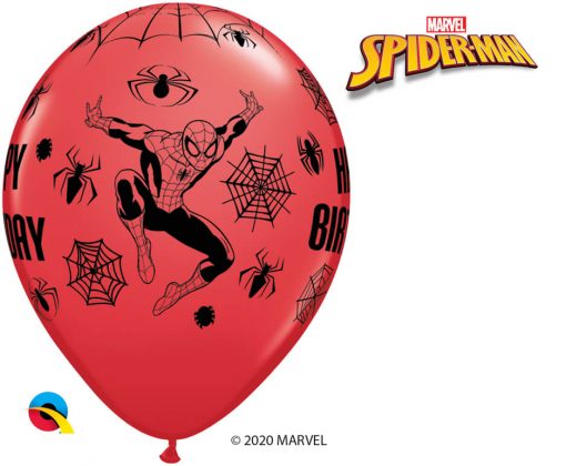 11" / 28cm MARVEL'S Spider-Man Birthday Asst of Red, White, Yellow, Robin's Egg Blue Qualatex #18672-1