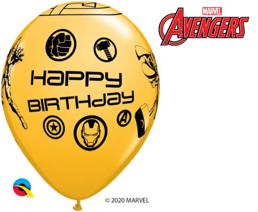 11" / 28cm MARVEL'S Avengers Assemble™ Birthday Assot of Red, Lime Green, Goldenrod, Robin's Egg Blue Qualatex #18674-1