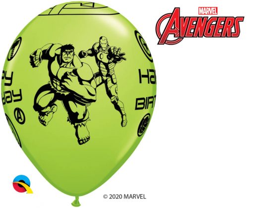 11" / 28cm MARVEL'S Avengers Assemble™ Birthday Assot of Red, Lime Green, Goldenrod, Robin's Egg Blue Qualatex #18674-1