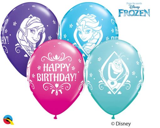 11" / 28cm Disney Frozen Birthday Asst of Wild Berry, Purple Violet, Caribbean Blue, Robin's Egg Blue Qualatex #18676-1