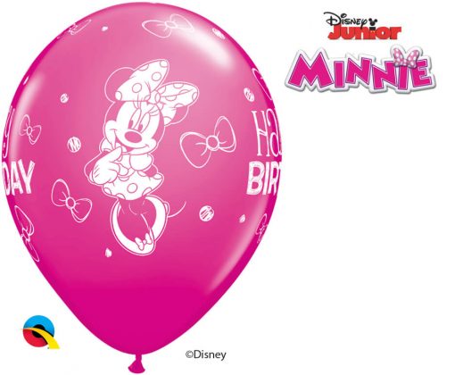 11" / 28cm Disney Minnie Mouse Birthday Asst of Wild Berry, Pink, Rose Qualatex #18686-1