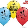 11" / 28cm Disney Mickey Mouse Birthday Asst of Red, Pale Blue, Yellow Qualatex #18704-1