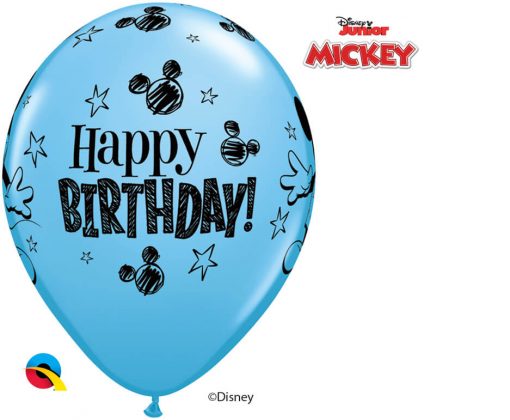 11" / 28cm Disney Mickey Mouse Birthday Asst of Red, Pale Blue, Yellow Qualatex #18704-1