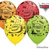 11" / 28cm Disney•Pixar Lightning McQueen & Mater Asst of Red, Lime Green, Yellow, Orange Qualatex #18706-1