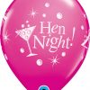 11" / 28cm 6szt Hen Night Bubbly Wild Berry Qualatex #19135