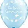 11" / 28cm Communion Butterflies Pearl Light Blue Qualatex #25063-1