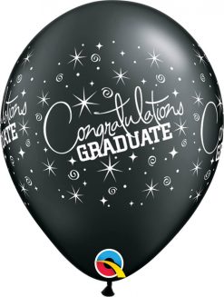 11" / 28cm Congratulations Graduate Asst of Silver, Onyx Black Qualatex #35200-1