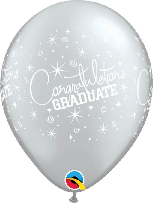 11" / 28cm Congratulations Graduate Asst of Silver, Onyx Black Qualatex #35200-1