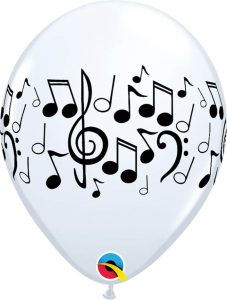11" / 28cm Music Notes White Qualatex #39769-1