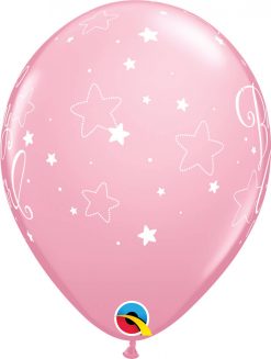 11" / 28cm Baby Girl Stars Asst of Wild Berry, Pink Qualatex #51814-1