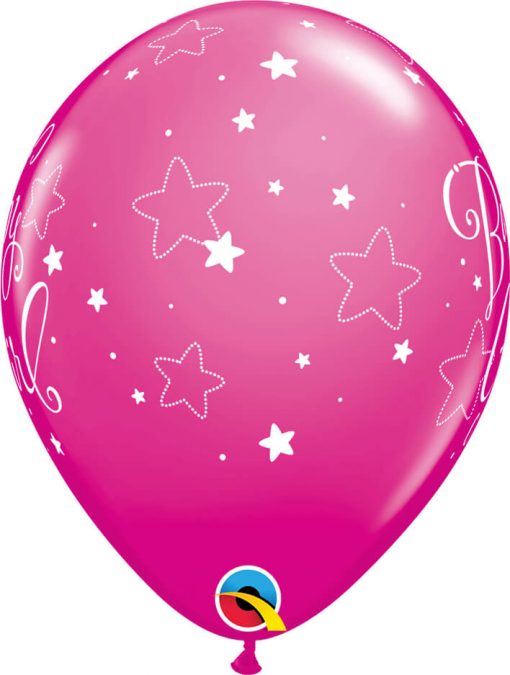 11" / 28cm Baby Girl Stars Asst of Wild Berry, Pink Qualatex #51814-1