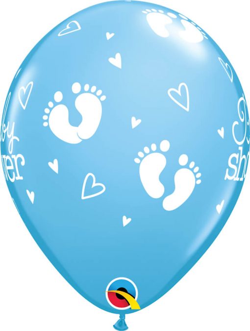 11" / 28cm Baby Shower Footprints & Hearts Pastel Asst Qualatex #54163-1