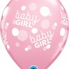 11" / 28cm 6szt Baby Girl Dots-A-Round Pink Qualatex #57603