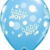 11" / 28cm 6szt Baby Boy Dots-A-Round Pale Blue Qualatex #57604