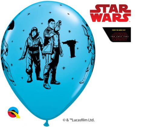 12" / 30cm 6szt Star Wars: The Last Jedi Asst of Red, Lime Green, Robin's Egg Blue Qualatex #57625