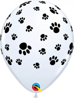 11" / 28cm Paw Prints-A-Round White Qualatex #61888-1