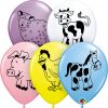 11" / 28cm Farm Animal Asst of Pale Blue, Pink, White, Spring Lilac, Yellow Qualatex #76477-1