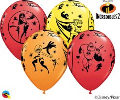 12" / 30cm 6szt Disney•Pixar The Incredibles 2 Asst of Red, Yellow, Orange Qualatex #84635