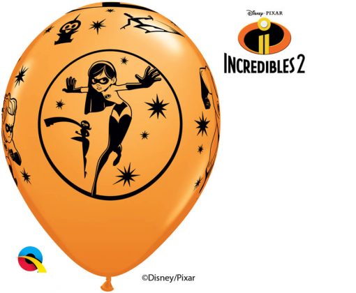 12" / 30cm 6szt Disney•Pixar The Incredibles 2 Asst of Red, Yellow, Orange Qualatex #84635