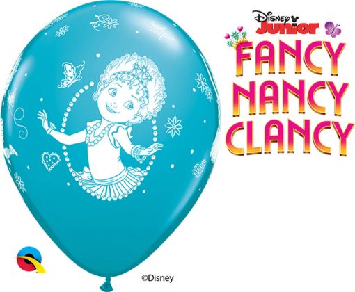 12" / 30cm 6szt Disney Fancy Nancy Clancy Asst of Wild Berry, Tropical Teal, Goldenrod Qualatex #89234