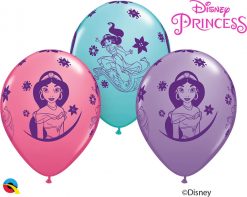 12" / 30cm 6szt Disney Princess Jasmine Asst of Spring Lilac, Caribbean Blue, Rose Qualatex #89237