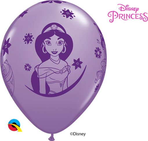 12" / 30cm 6szt Disney Princess Jasmine Asst of Spring Lilac, Caribbean Blue, Rose Qualatex #89237