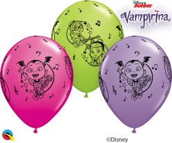 12" / 30cm 6szt Disney Vampirina Asst of Wild Berry, Lime Green, Spring Lilac Qualatex #90151