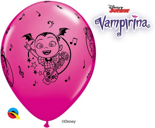 12" / 30cm 6szt Disney Vampirina Asst of Wild Berry, Lime Green, Spring Lilac Qualatex #90151