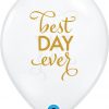 11" / 28cm Simply Best Day Ever Diamond Clear w/Gold Ink Qualatex #91019-1