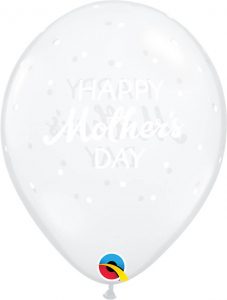 11" / 28cm Mother's Day Petite Polka Dots Diamond Clear Qualatex #85704-1