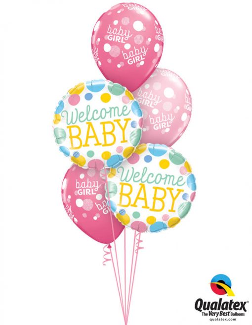 Bukiet 1044 Welcome Home Baby Girl Bouquet Qualatex #55391-2 55987-3