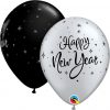 11" / 28cm New Year Sparkle Asst of Silver, Onyx Black Qualatex #40905-1