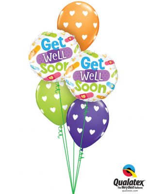 Bukiet 1161 Get Well Soon Hearts & Bandages Qualatex #57304-2 78707-3