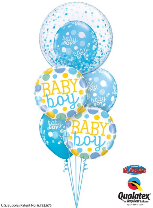 Bukiet 1185 Baby Boy Polka Dots and Confetti Qualatex #57789 55385-2 55988-3