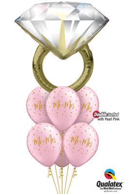Bukiet 1171 Pearl Pink Mr. & Mrs. Diamond Ring Qualatex #57819 57777-6 43783-6
