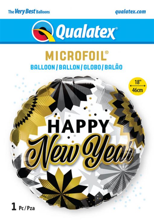 18″ / 46cm New Year Black & Gold Fans Qualatex #89858