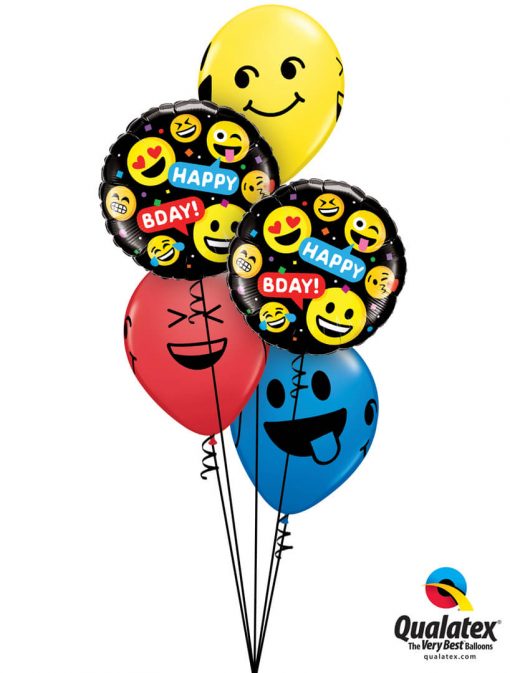 Bukiet 1248 Happy Birthday Smileys Qualatex #78718-2 85705-3