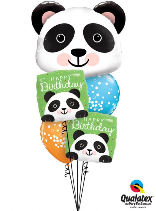 Bukiet 1269 Fuzzy-Wuzzy Birthday Pandas Qualatex #87946 87995-2 52964-2