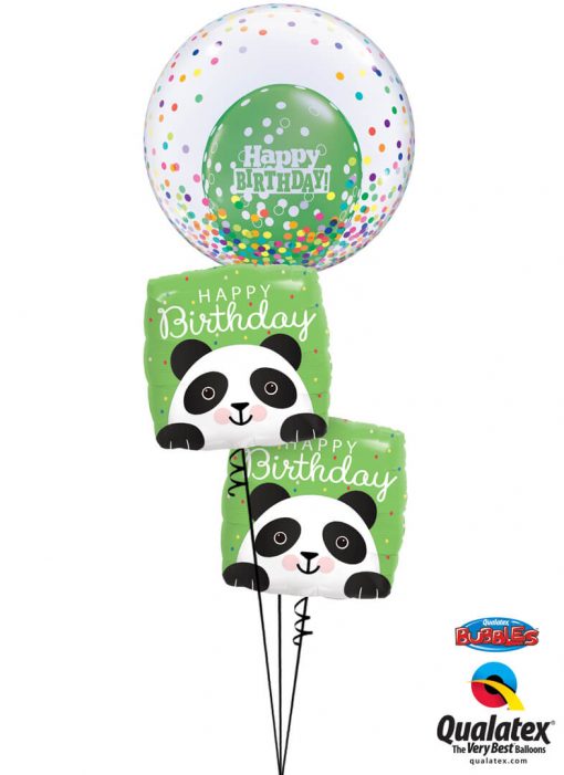 Bukiet 1285 Cute Confetti Peek-A-Boo Birthday Pandas Qualatex #57791 87995-2 52962-1