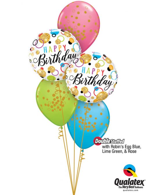 Bukiet 1343 Birthday Wishes All Around! Qualatex #57292-2 56844-3 43791 82685 48955