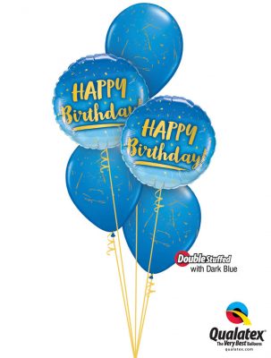 Bukiet 1341 Blue ‘N’ Gold Birthday Qualatex #78676-2 90954-3 43742-3