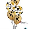 Bukiet 1325 Gold Balloons & Grad Caps Qualatex #82283-2 41544-3 58271-3