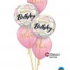 Bukiet 1301 Pink Birthday Cheers Qualatex #88125-2 90957-3 43766-3