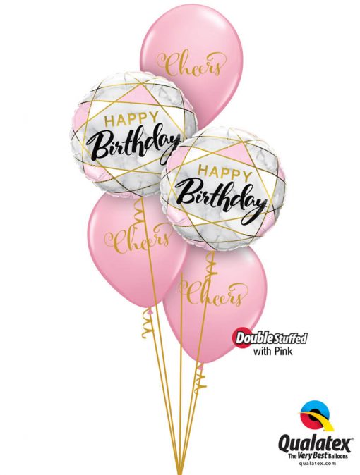 Bukiet 1301 Pink Birthday Cheers Qualatex #88125-2 90957-3 43766-3