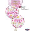 Bukiet 1352 Pink Dots Birthday Bubble Qualatex #57790 87745-2 80569 43766